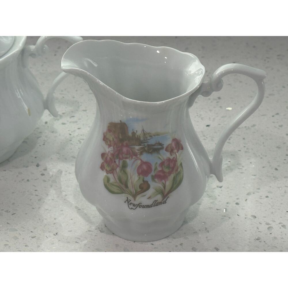 Mid Century Newfoundland Hand Painted Fine China Sugar Cream Salt Pepper Set - Picture 6 of 7